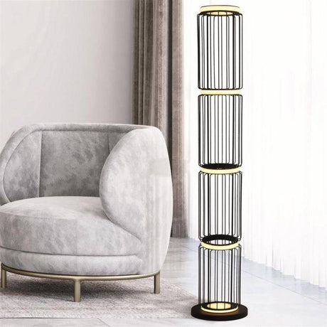 Circolo Cage LED Floor Lamp - Black Metal - Comet Lighting