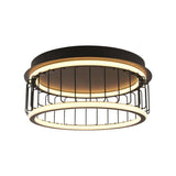 Circolo Cage LED Flush 40cm  - Black Metal - Comet Lighting