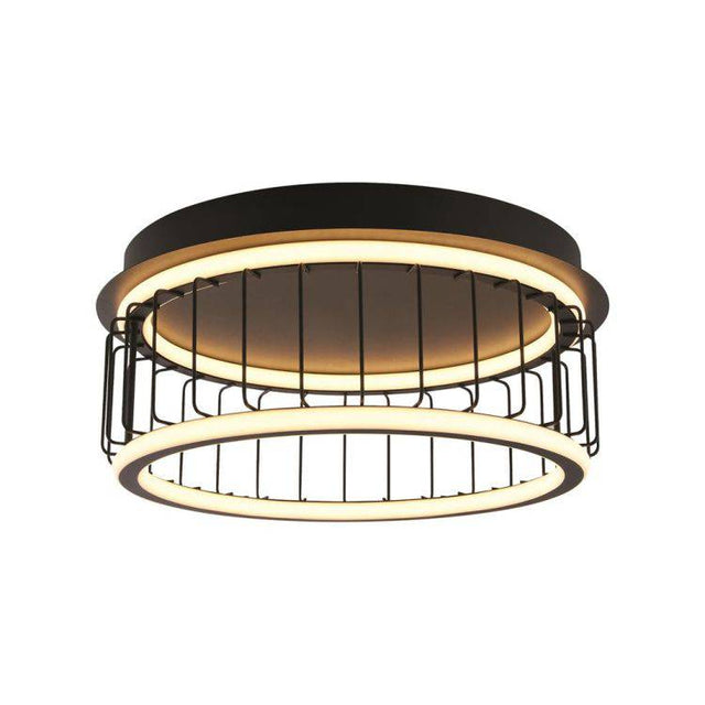 Circolo Cage LED Flush 40cm  - Black Metal - Comet Lighting