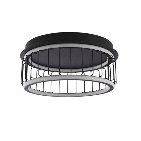 Circolo Cage LED Flush 40cm  - Black Metal - Comet Lighting