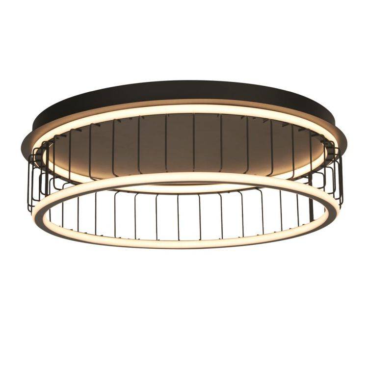 Circolo Cage LED Flush 60cm - Black Metal - Comet Lighting