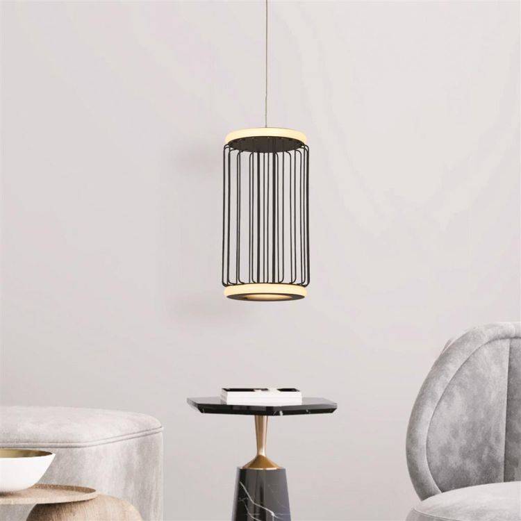 Circolo Cage LED Pendant - Black Metal - Comet Lighting