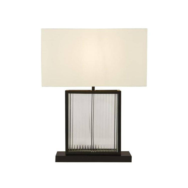 Clarendon Table Lamp - Tempered Glass| Black & Velvet Shade - Comet Lighting