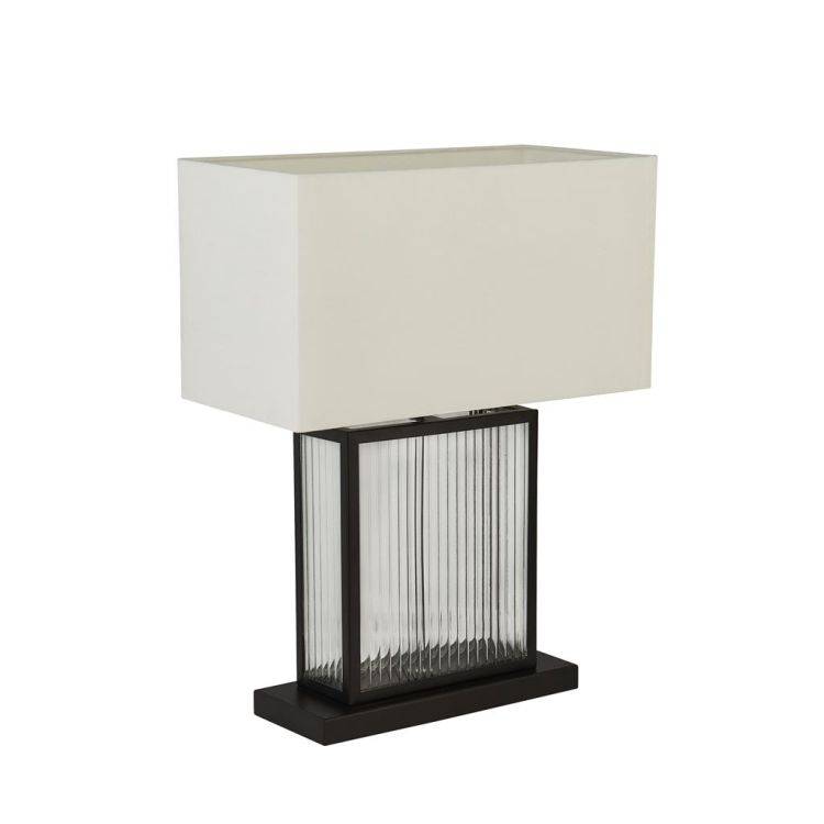 Clarendon Table Lamp - Tempered Glass| Black & Velvet Shade - Comet Lighting