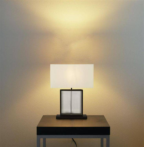 Clarendon Table Lamp - Tempered Glass| Black & Velvet Shade - Comet Lighting