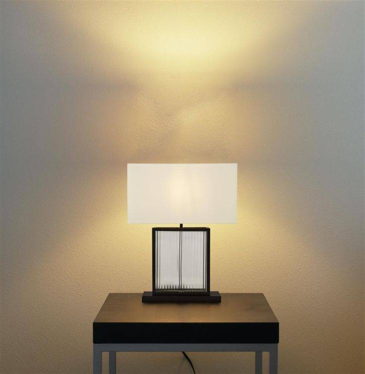 Clarendon Table Lamp - Tempered Glass| Black & Velvet Shade - Comet Lighting