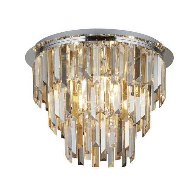 Clarissa 5Lt Flush - Chrome & Glass Prisms - Comet Lighting