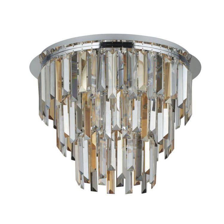 Clarissa 5Lt Flush - Chrome & Glass Prisms - Comet Lighting