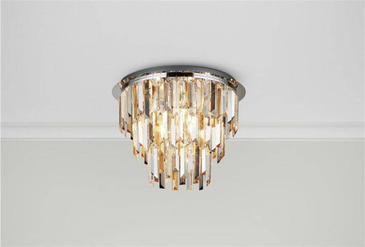 Clarissa 5Lt Flush - Chrome & Glass Prisms - Comet Lighting