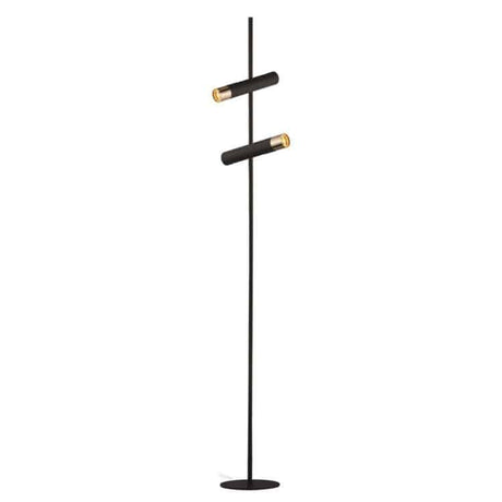 Cylinder 2Lt Floor Lamp - Black & Gold - Comet Lighting