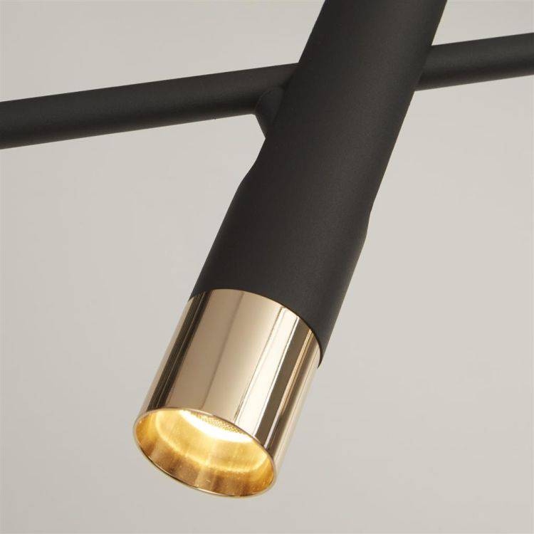 Cylinder 2Lt Floor Lamp - Black & Gold - Comet Lighting