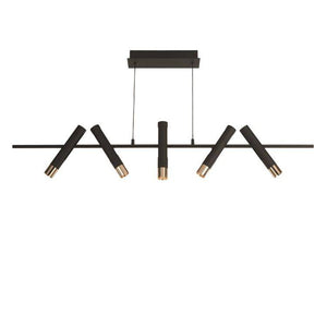 Cylinder 5Lt Bar Ceiling Pendant - Black & Gold - Comet Lighting