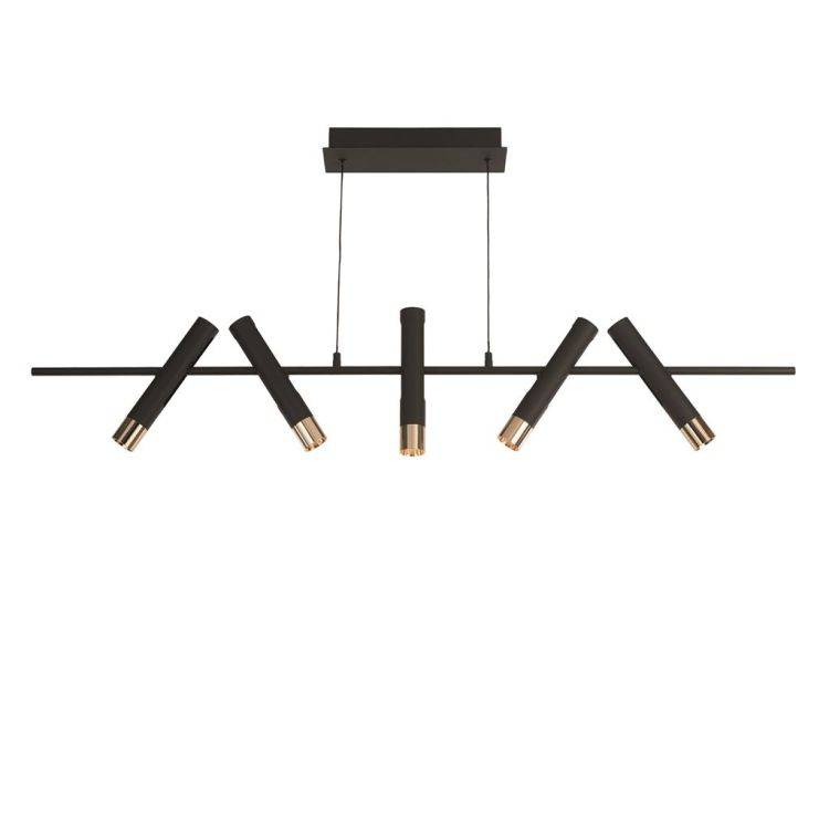 Cylinder 5Lt Bar Ceiling Pendant - Black & Gold - Comet Lighting