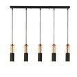 Merrygold 5Lt Bar Pendant - Amber Acrylic & Black Metal - Comet Lighting
