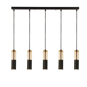 Merrygold 5Lt Bar Pendant - Amber Acrylic & Black Metal - Comet Lighting
