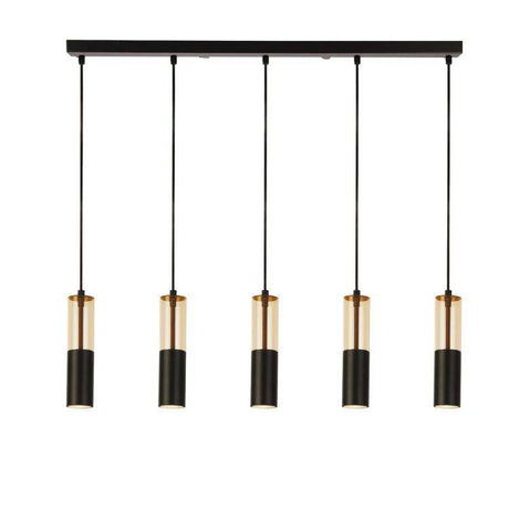 Merrygold 5Lt Bar Pendant - Amber Acrylic & Black Metal - Comet Lighting