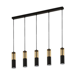Merrygold 5Lt Bar Pendant - Amber Acrylic & Black Metal - Comet Lighting