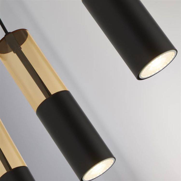 Merrygold 5Lt Bar Pendant - Amber Acrylic & Black Metal - Comet Lighting