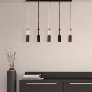Merrygold 5Lt Bar Pendant - Amber Acrylic & Black Metal - Comet Lighting
