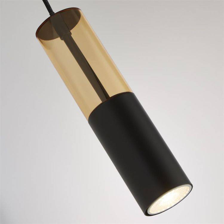 Merrygold Pendant - Amber Acrylic & Black Metal - Comet Lighting