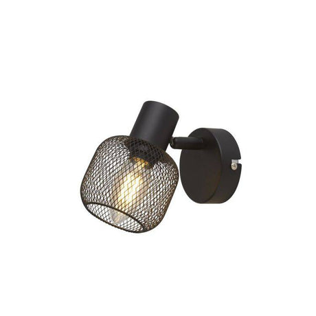 Meshy Cage Spotlight Wall Light - Black - Comet Lighting