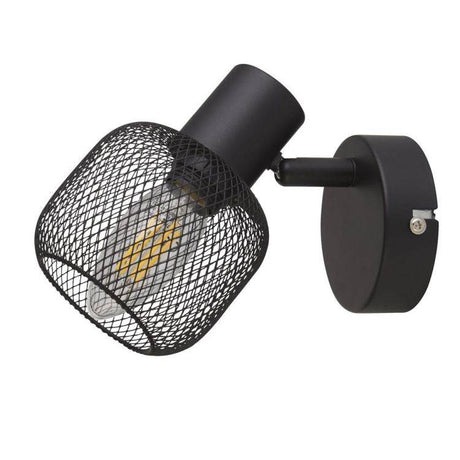 Meshy Cage Spotlight Wall Light - Black - Comet Lighting