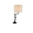 Munich Adjustable Table Lamp - Matt Black Metal & Linen - Comet Lighting