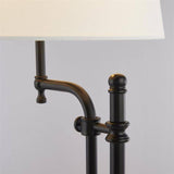 Munich Adjustable Table Lamp - Matt Black Metal & Linen - Comet Lighting