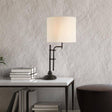 Munich Adjustable Table Lamp - Matt Black Metal & Linen - Comet Lighting