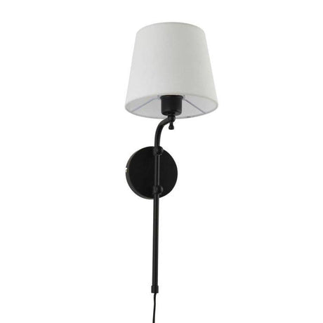 Munich Adjustable Wall Light - Matt Black Metal & Linen - Comet Lighting