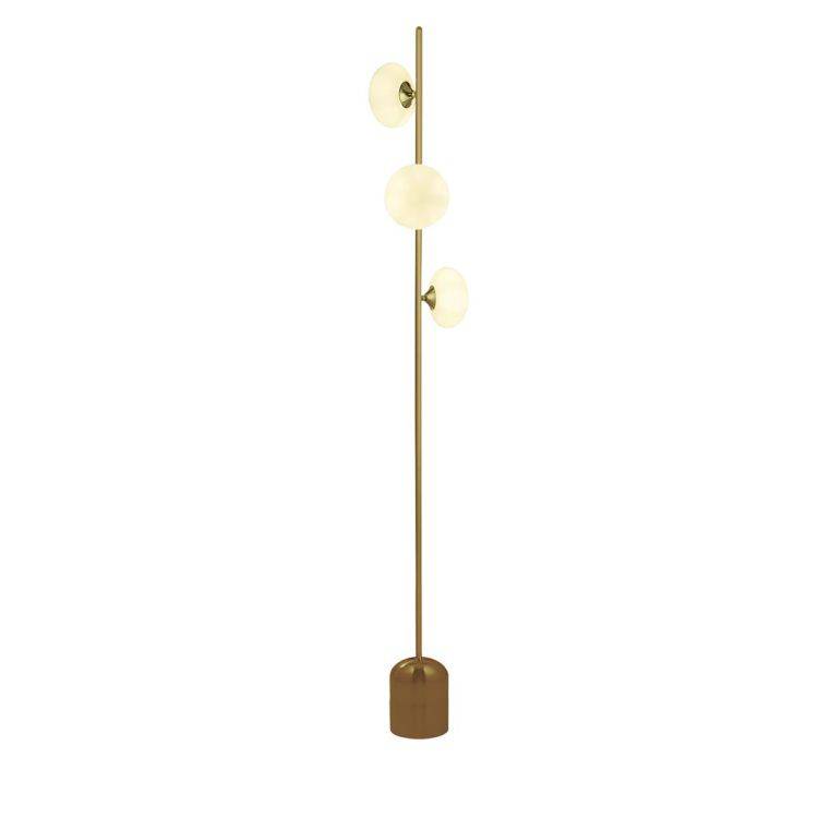 Pebble 3Lt Floor Lamp - Gold & White Oval Glass - Comet Lighting