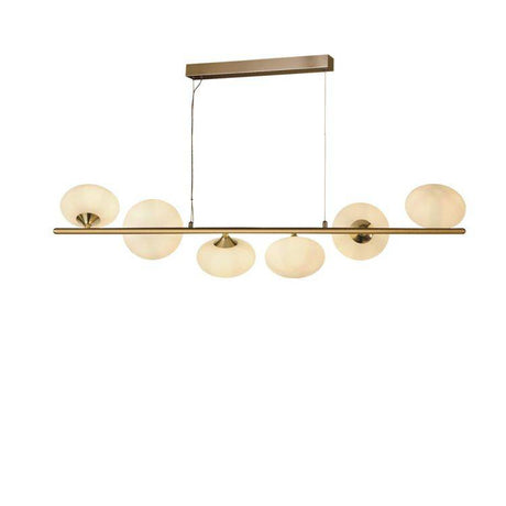 Pebble 6Lt Ceiling Pendant - Gold & White Oval Glass - Comet Lighting