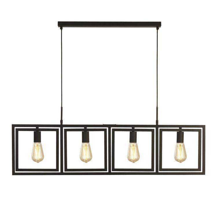 Plaza 4Lt Adjustable Pendant - Matt Black Metal - Comet Lighting