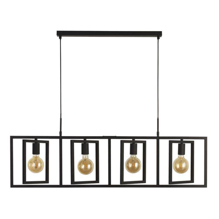 Plaza 4Lt Adjustable Pendant - Matt Black Metal - Comet Lighting