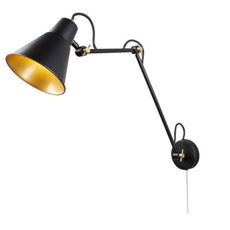 Searchlight 1 Light Adjustable Wall Bracket Black Gold - Comet Lighting