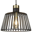 Searchlight 1 Light Cage Frame Pendant Black Gold Large - Comet Lighting