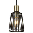 Searchlight 1 Light Cage Frame Pendant Black Gold Small - Comet Lighting