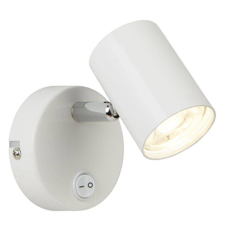 Searchlight 1 Light Cylinder Wall Bracket White Chrome - Comet Lighting