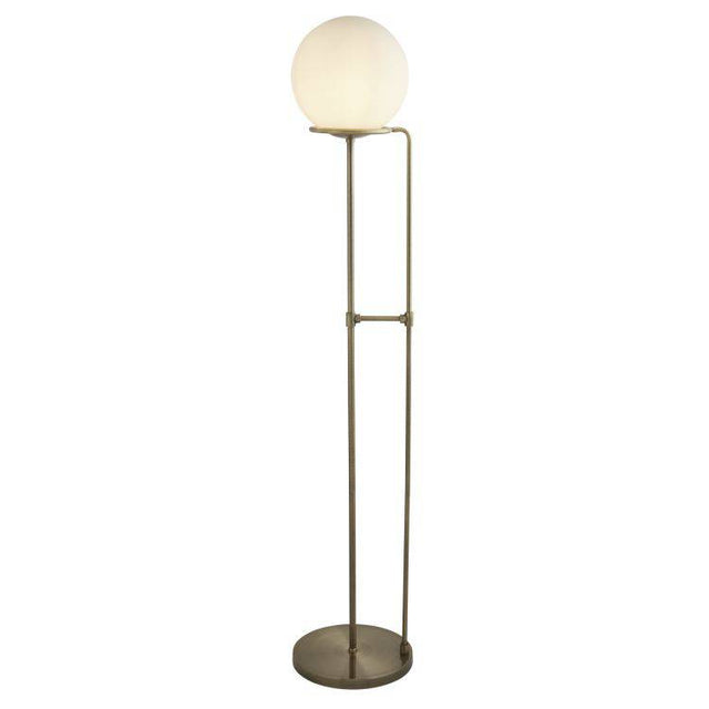 Searchlight 1 Light Floor Lamp Brass Opal White Glass Shade - Comet Lighting