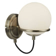 Searchlight 1 Light Wall Bracket Black Cable White Glass Shade - Comet Lighting