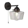 Searchlight 1Lt School House Wall Light | Black With Opal Glass - Comet Lighting