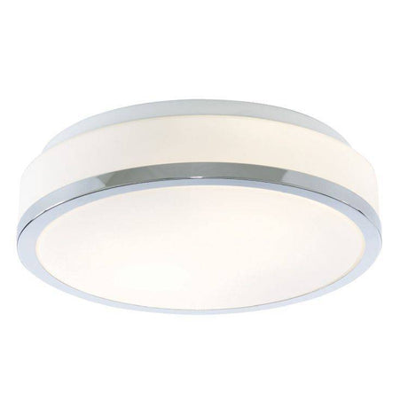 Searchlight 2 Light Flush Glass Shade Chrome Trim - Comet Lighting