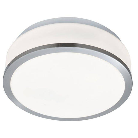 Searchlight 2 Light Flush Glass Shade Silver Trim 230mm - Comet Lighting