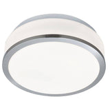 Searchlight 2 Light Flush Glass Shade Silver Trim - Comet Lighting