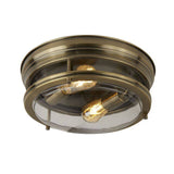 Searchlight 2Lt Flush Antique Brass/Clear Glass IP44 - Comet Lighting