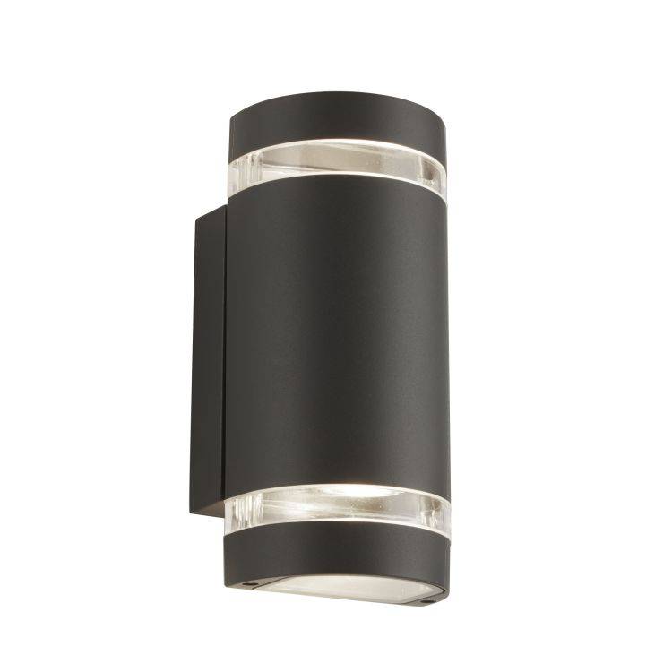 Searchlight 2Lt Outdoor Curved Wall Bracket| Grey| Clear Diffuser - Comet Lighting