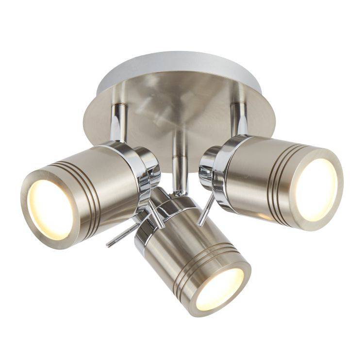 Searchlight 3 Light Bathroom Spot Plate Silver - Comet Lighting