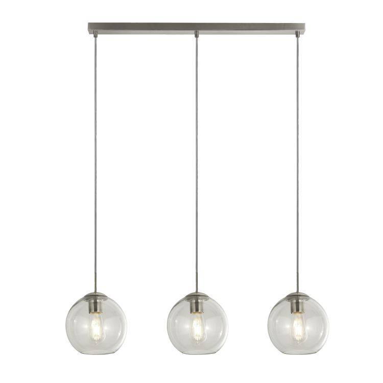 Searchlight 3-Light Pendant Bar Satin Silver & Clear Glass - Comet Lighting