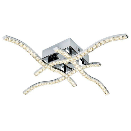 Searchlight 4 Arm Ceiling Flush Chrome Crystal Trim - Comet Lighting