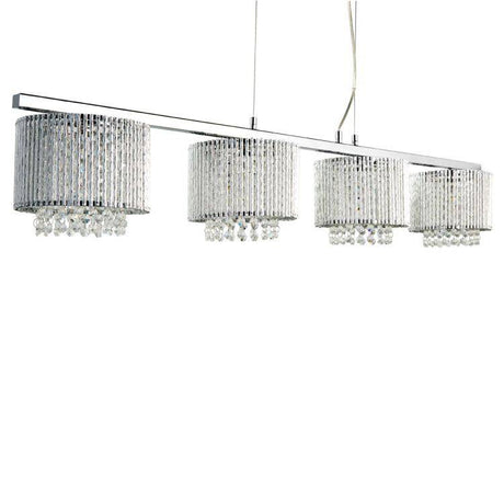 Searchlight 4 Light Ceiling Bar Crystal Drops Trim Chrome - Comet Lighting